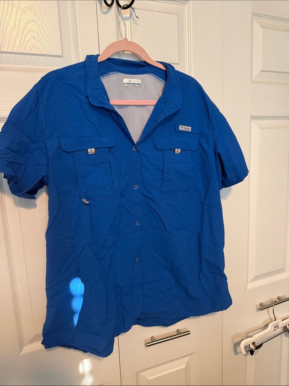Columbia Men’s Short Sleeve Royal Blue Outdoor Button-Down Shirt